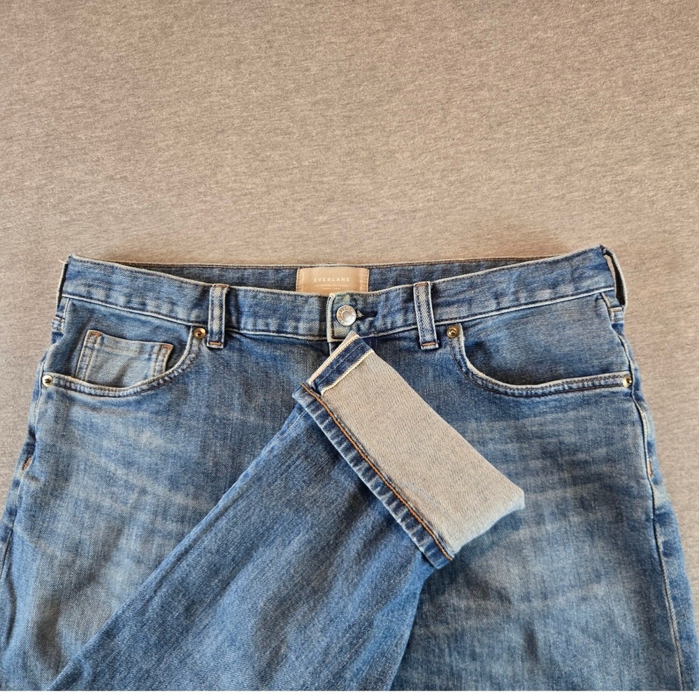 Everlane Selvedge Slim Fit Jeans Mens 36x31 Blue Mid Wash Organic Cotton Stretch